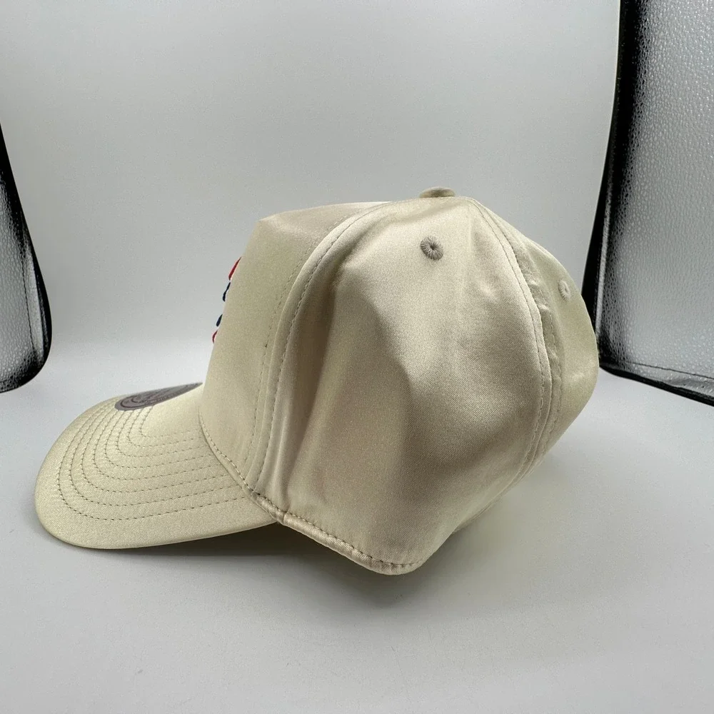 Chicago Cubs Satin Snapback Hat Mitchell & Ness Pro Pinch Cream World Series NEW